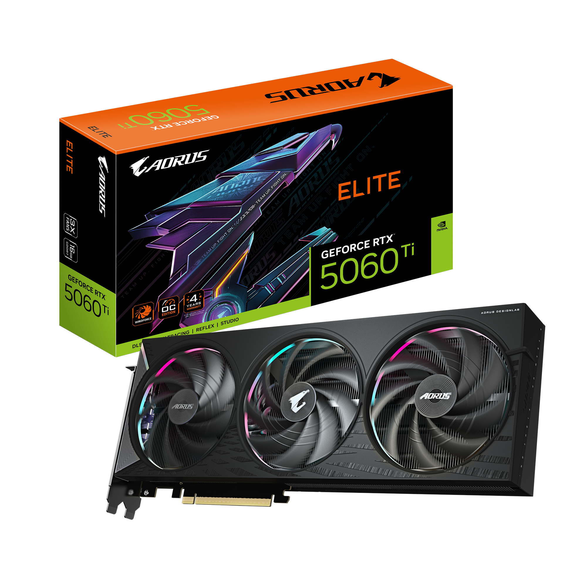 Bekijk afbeelding 1 van 5060Ti Gigabyte RTX AORUS ELITE 16GB/3xDP/HDMI